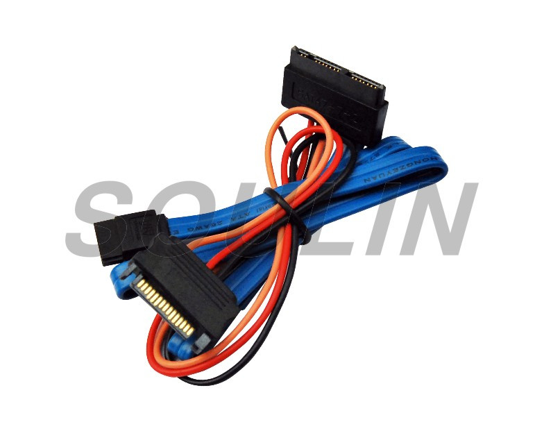 Red Color 7+15pin 22pin SATA Cable Female To SATA Female W/ Molex IDE 4Pin Power